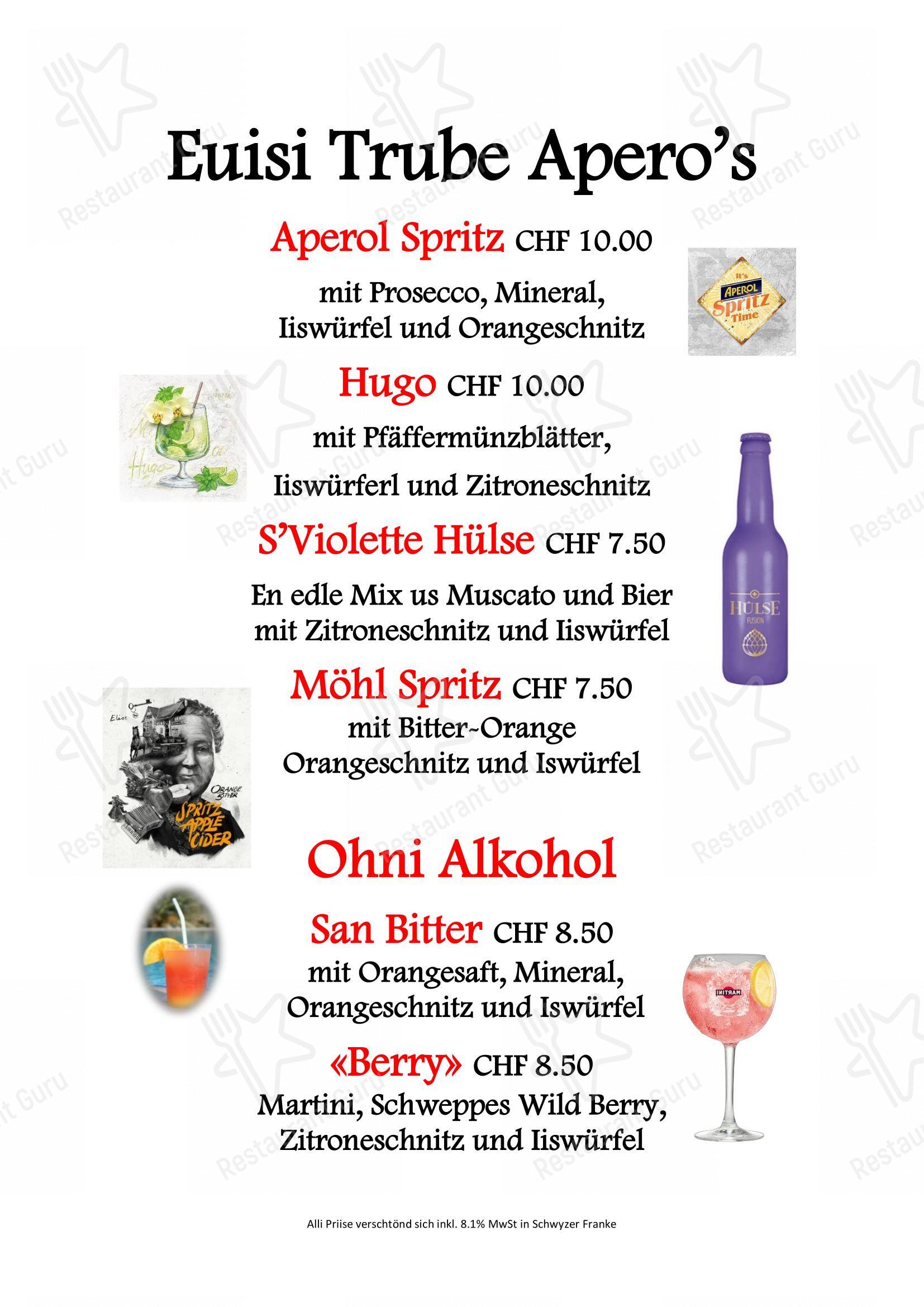 Traube in Trüllikon - 菜单