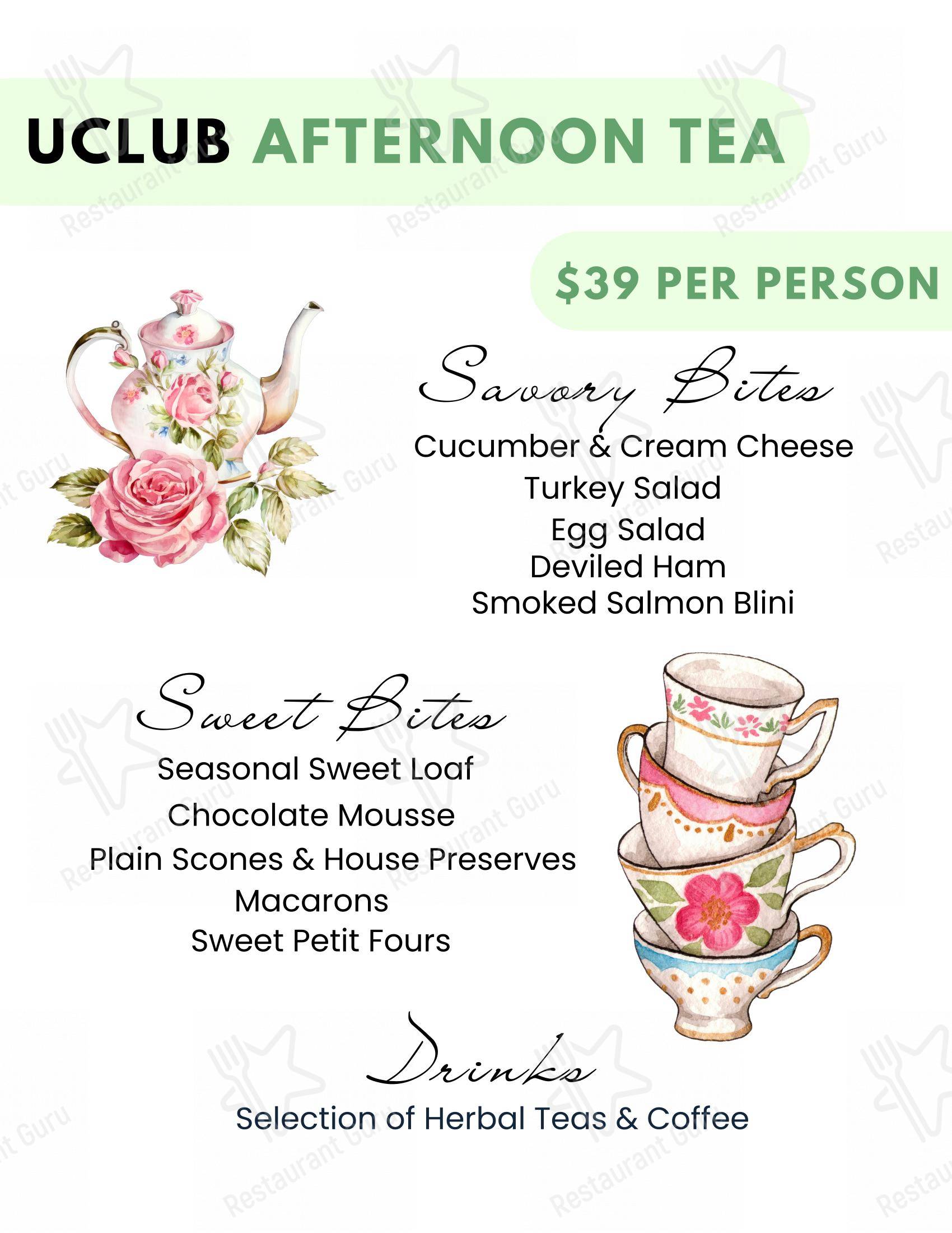 Основное меню pour University Club of Victoria dans Victoria