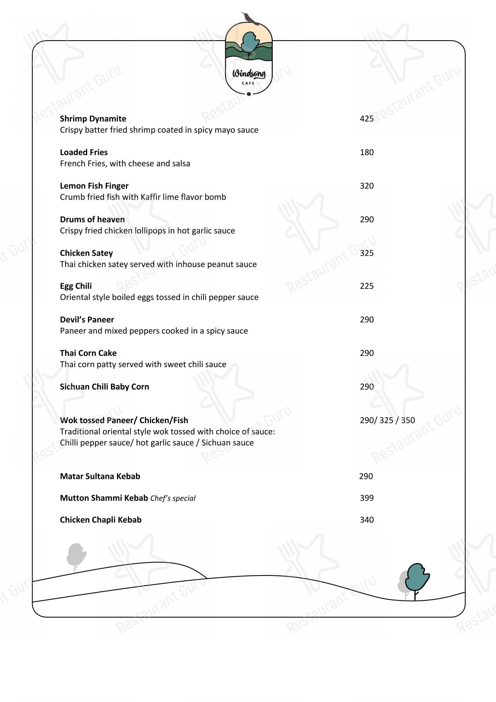 Windsong cafe ৱিন্ড চং ক্যেফে - Menu