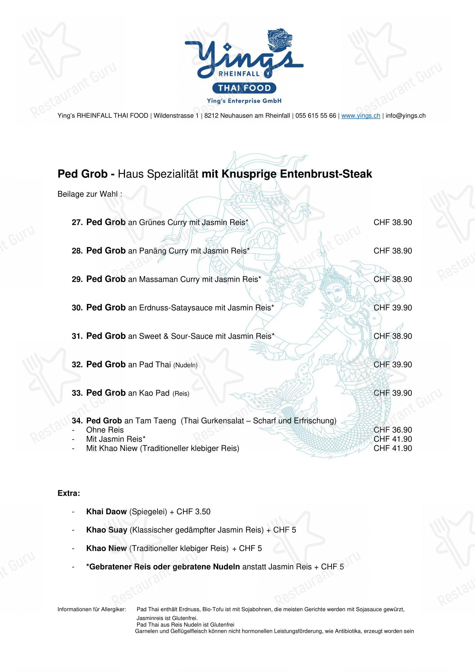 Основное меню per Ying’s RHEINFALL THAI FOOD ristorante