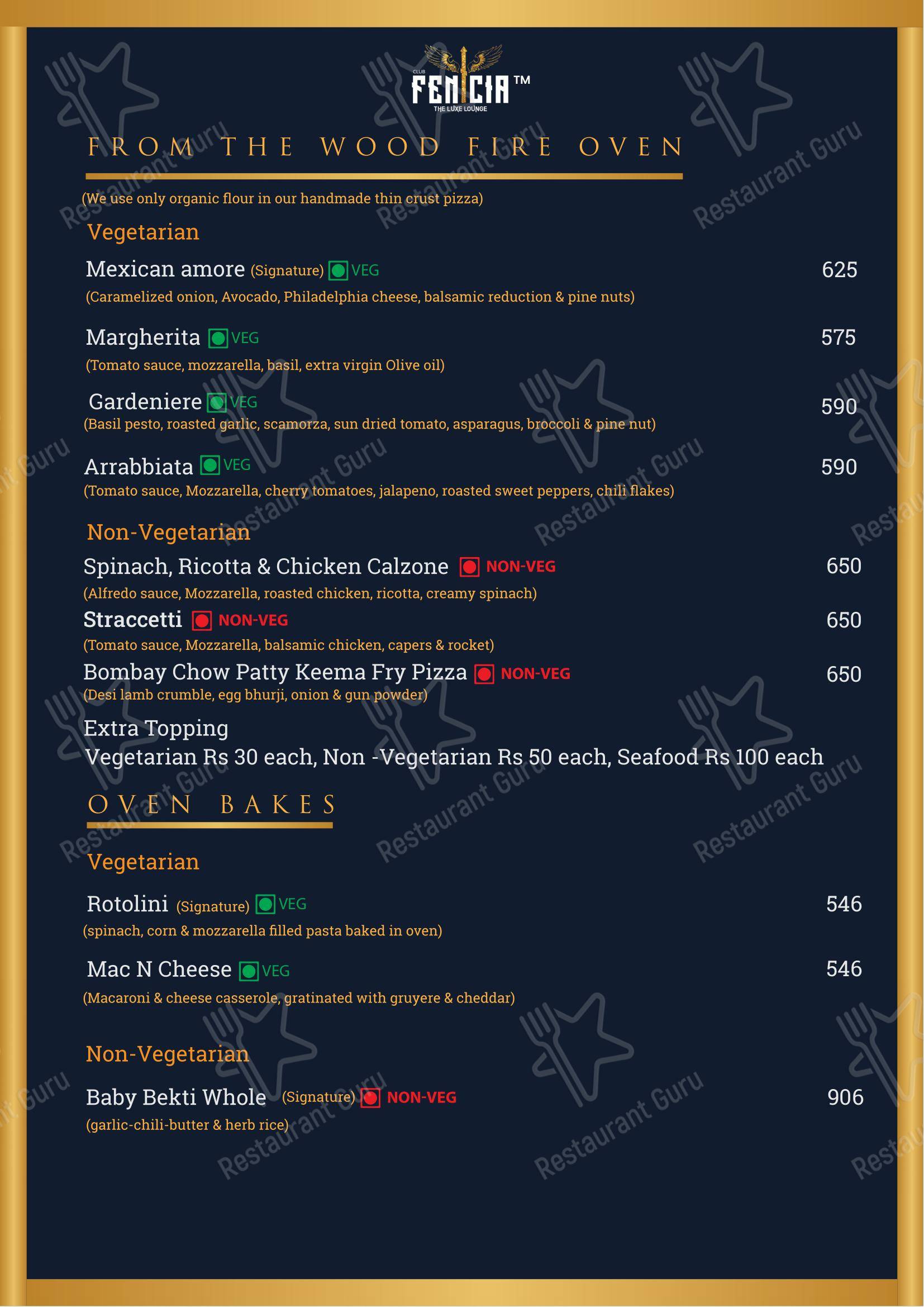 CLUB FENICIA in Kolkata - Menu