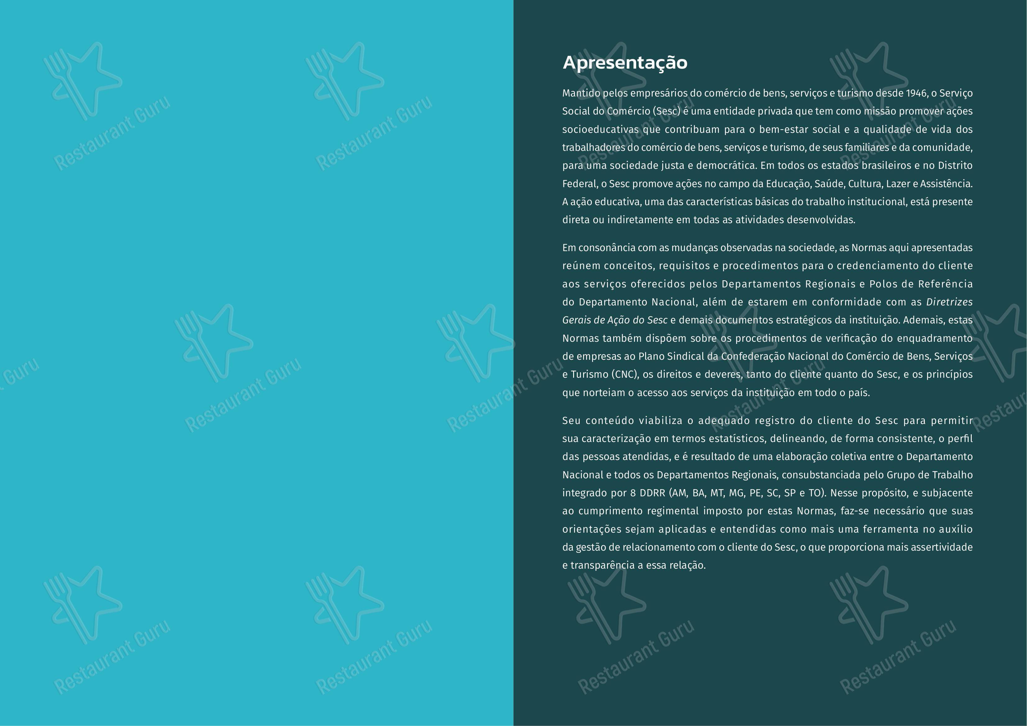 菜单 para SESC Centro Histórico restaurante