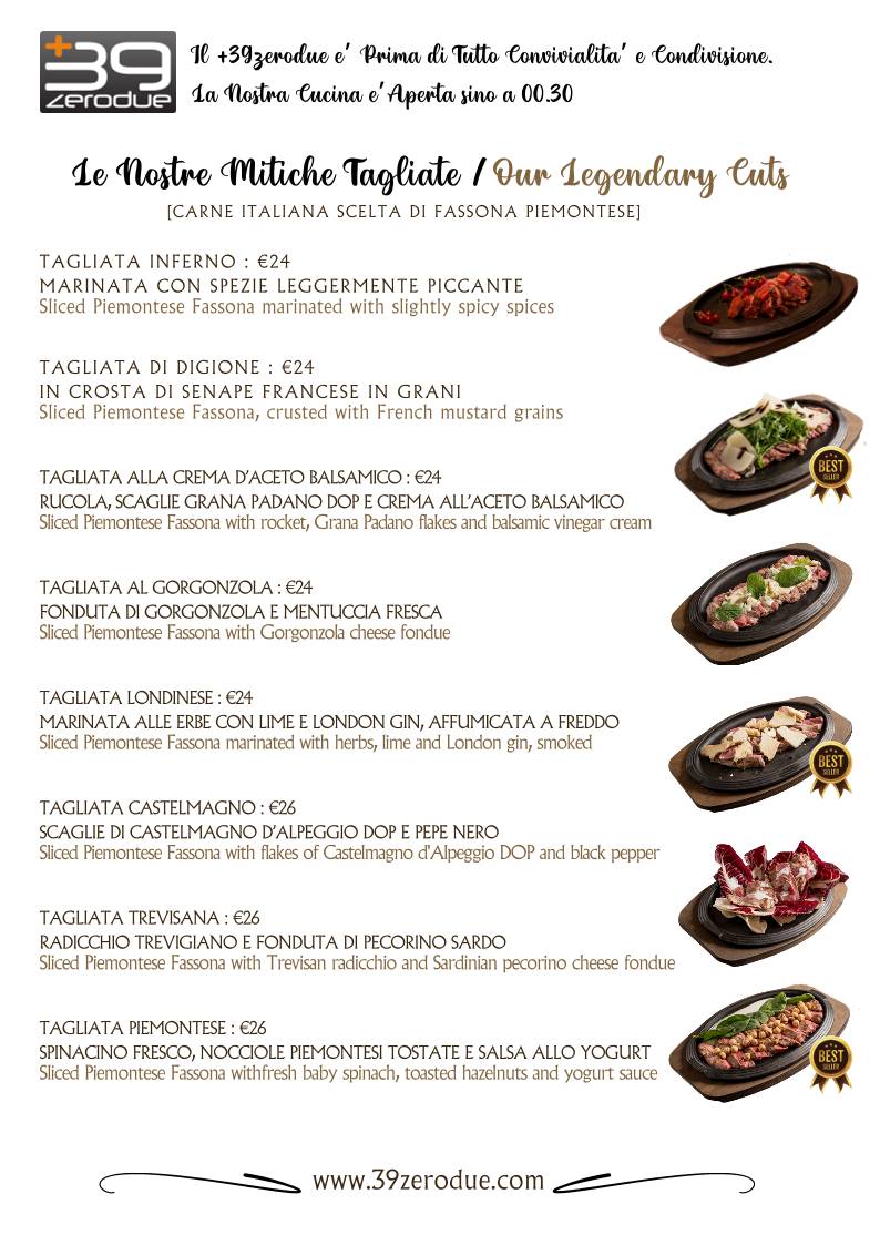 Menu di +39zerodue Bistrot 