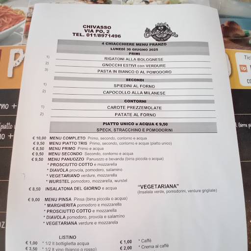 Menu di 4 Chiacchiere 