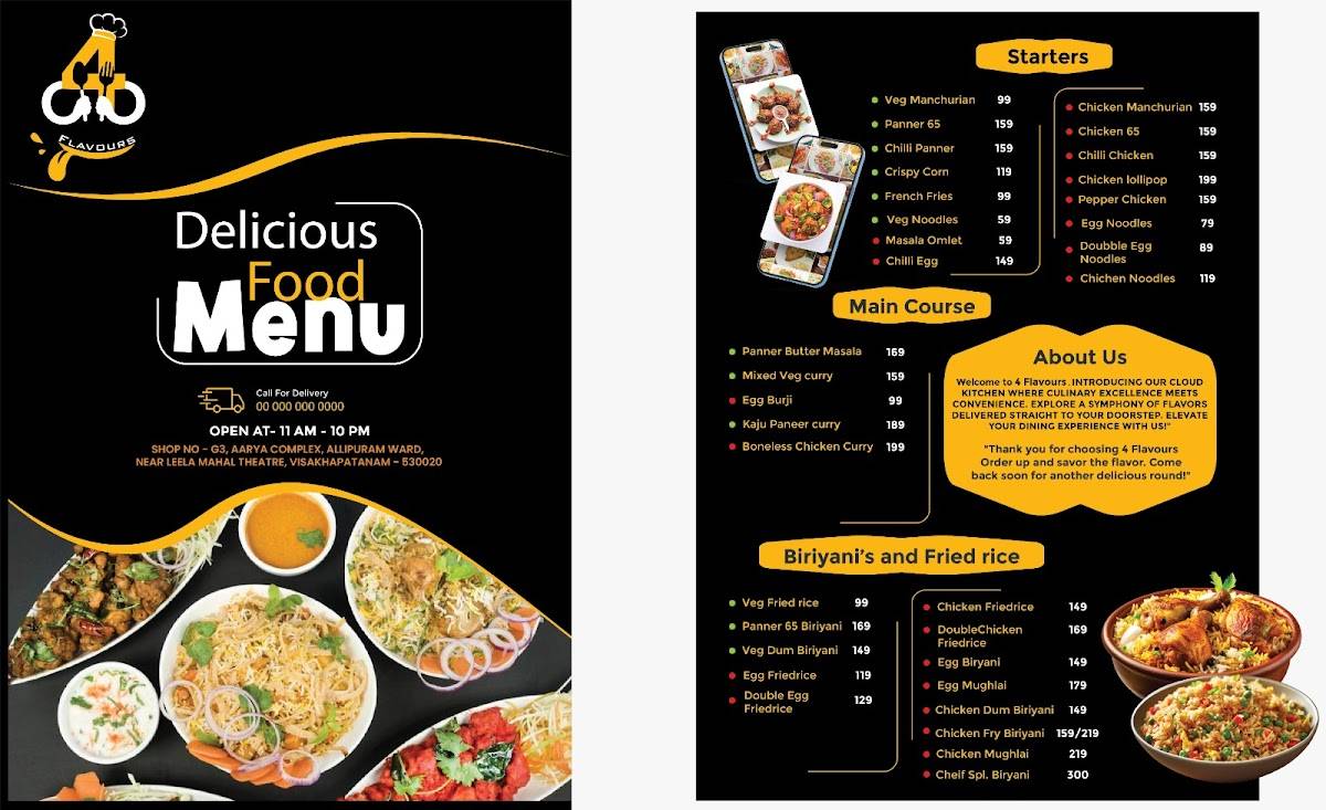 4 flavours menu