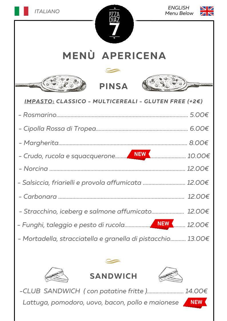 Menu di Piazza Diaz 7 - Gelateria Food & Drink 