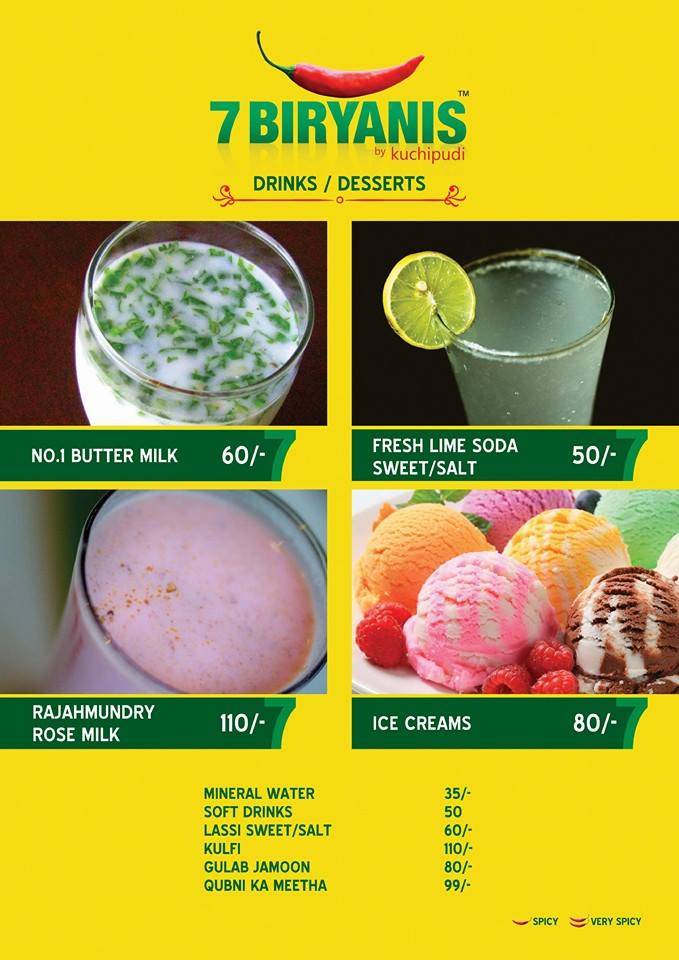 7Biryanis menu