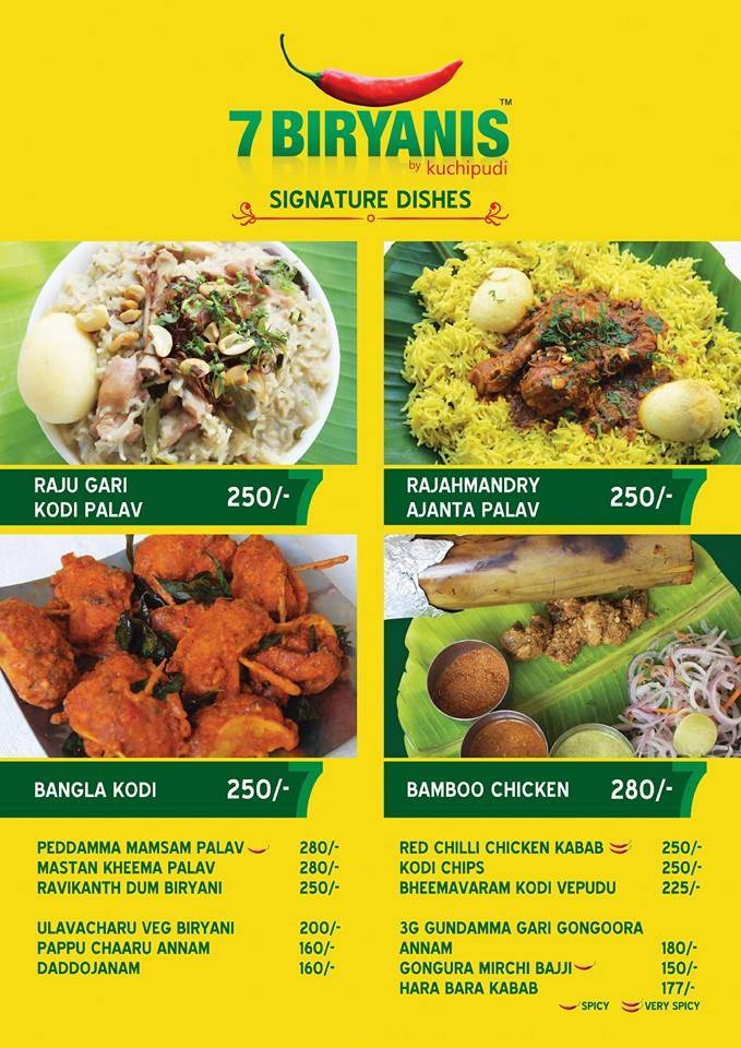 7Biryanis menu