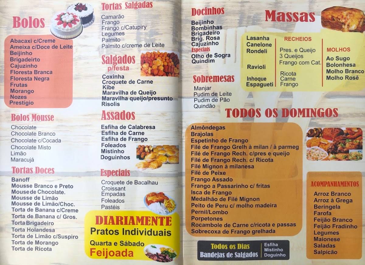 A Caçulinha cardápio
