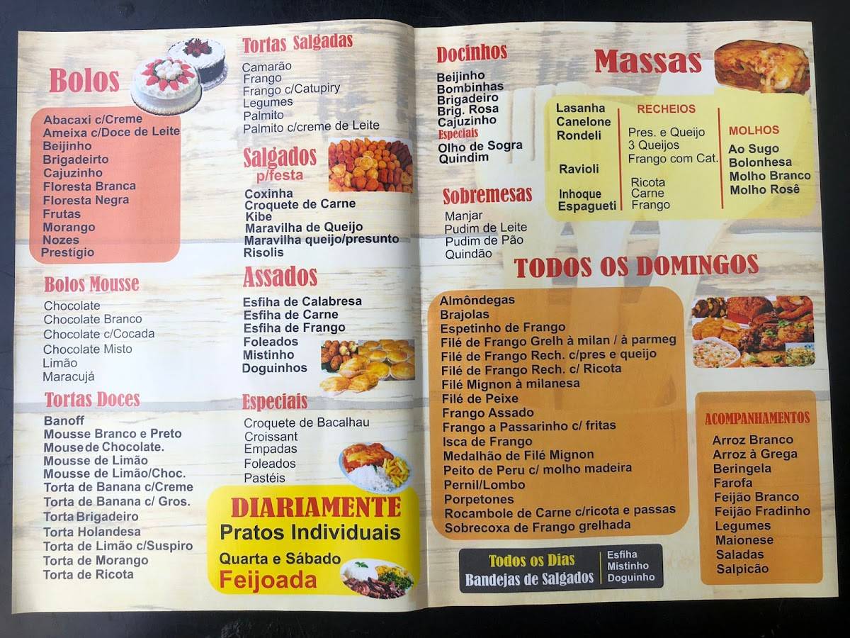 A Caçulinha cardápio
