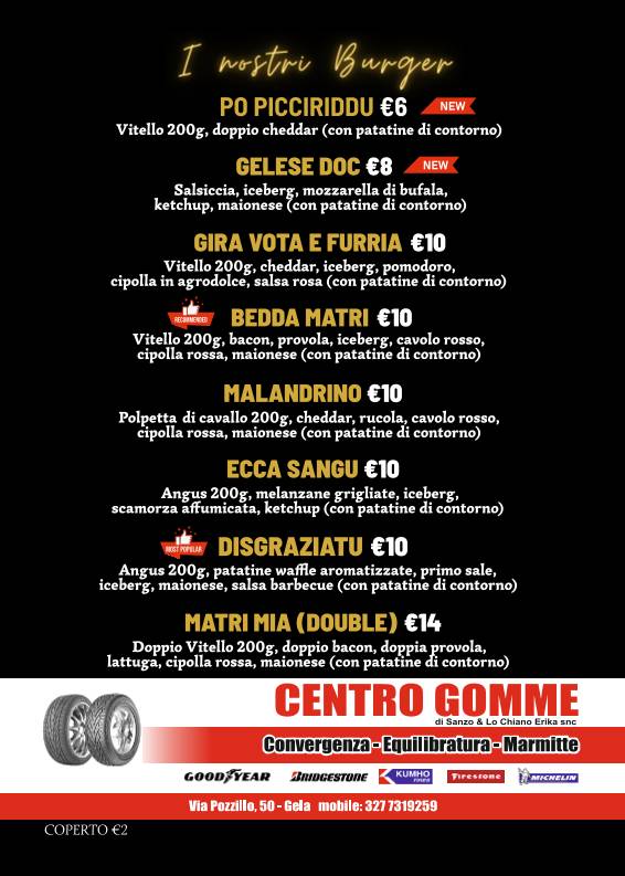 Menu di A Prosciutteria Burgeria e Ristorante 