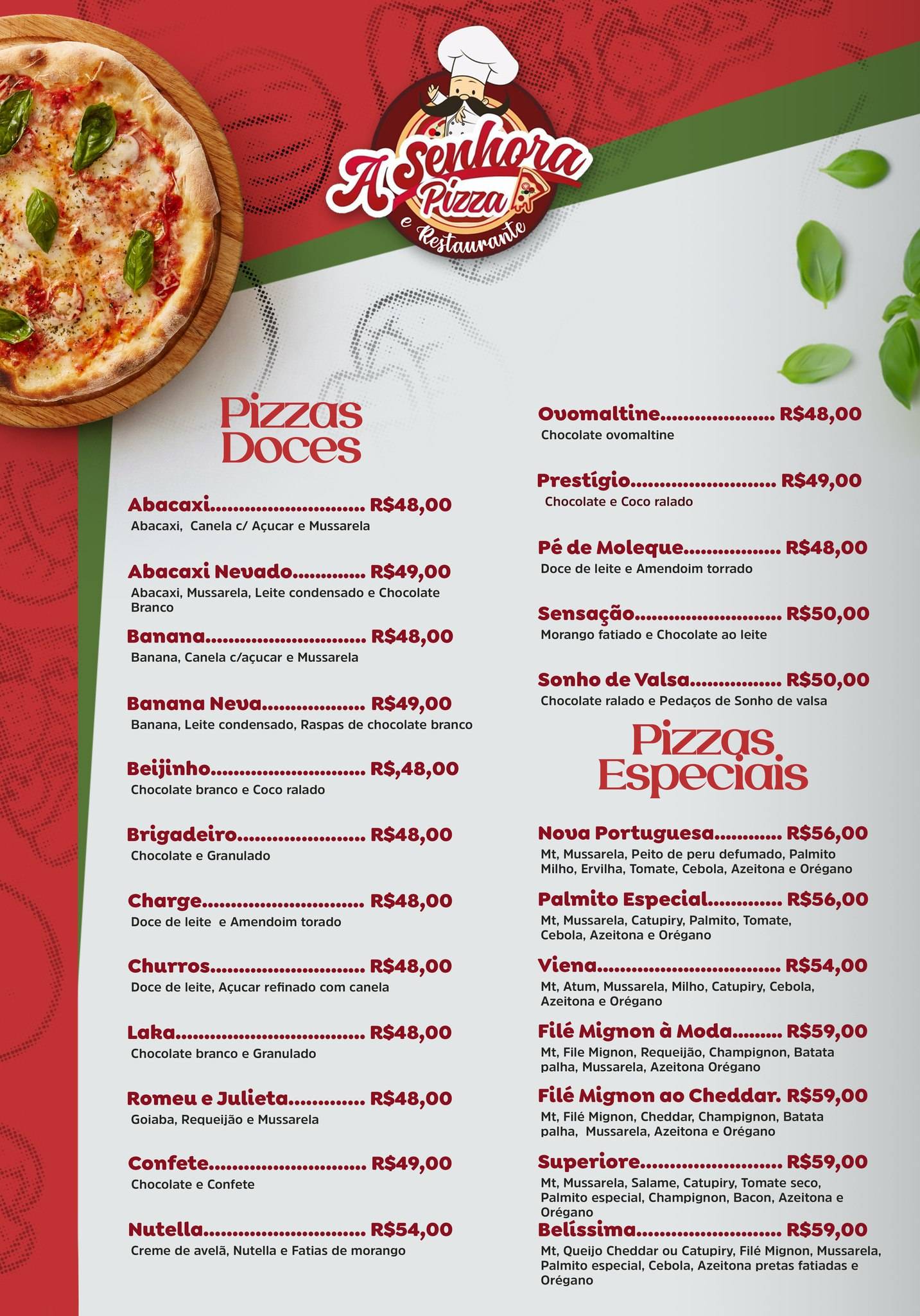 A Senhora Pizza Monte Alto cardápio