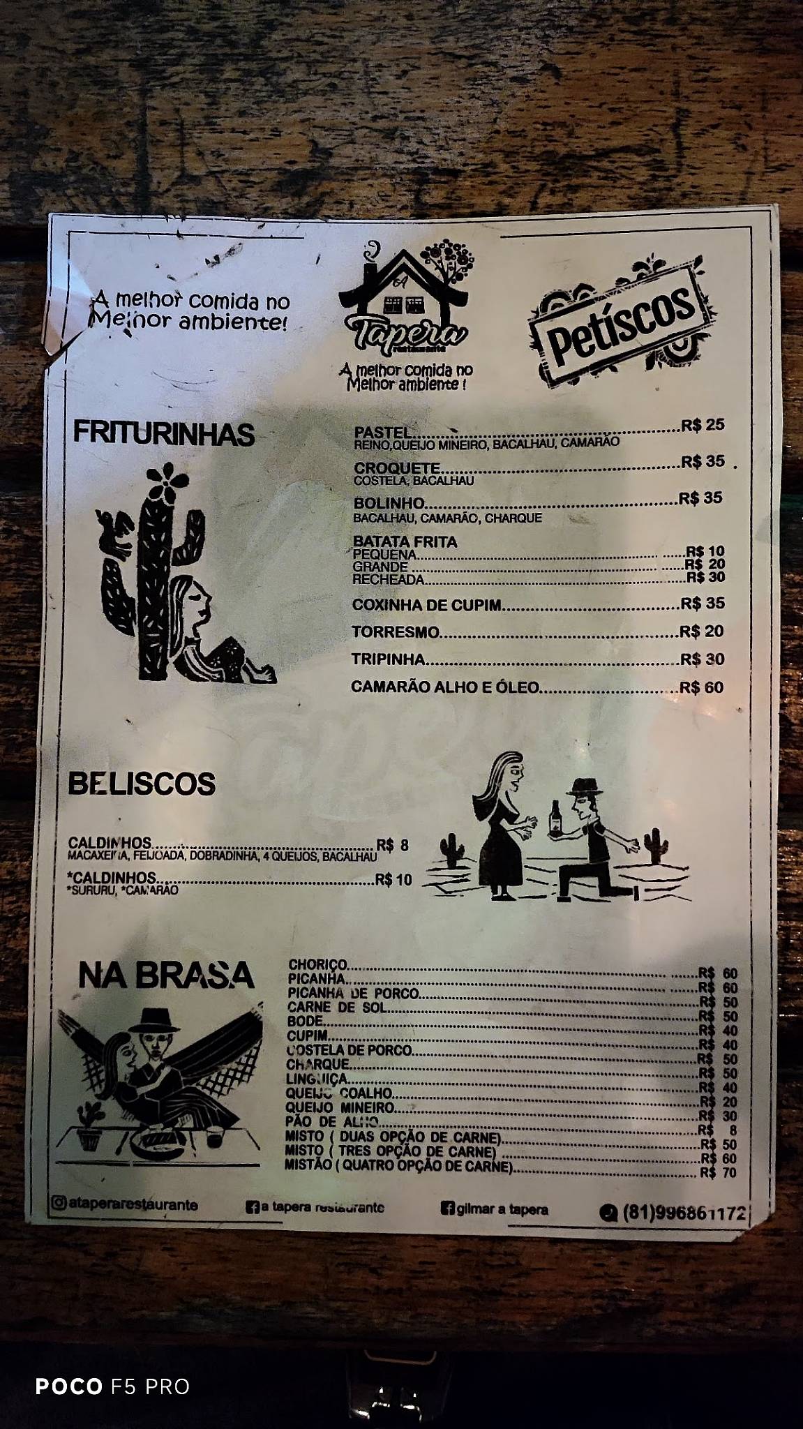 A Tapera Restaurante cardápio
