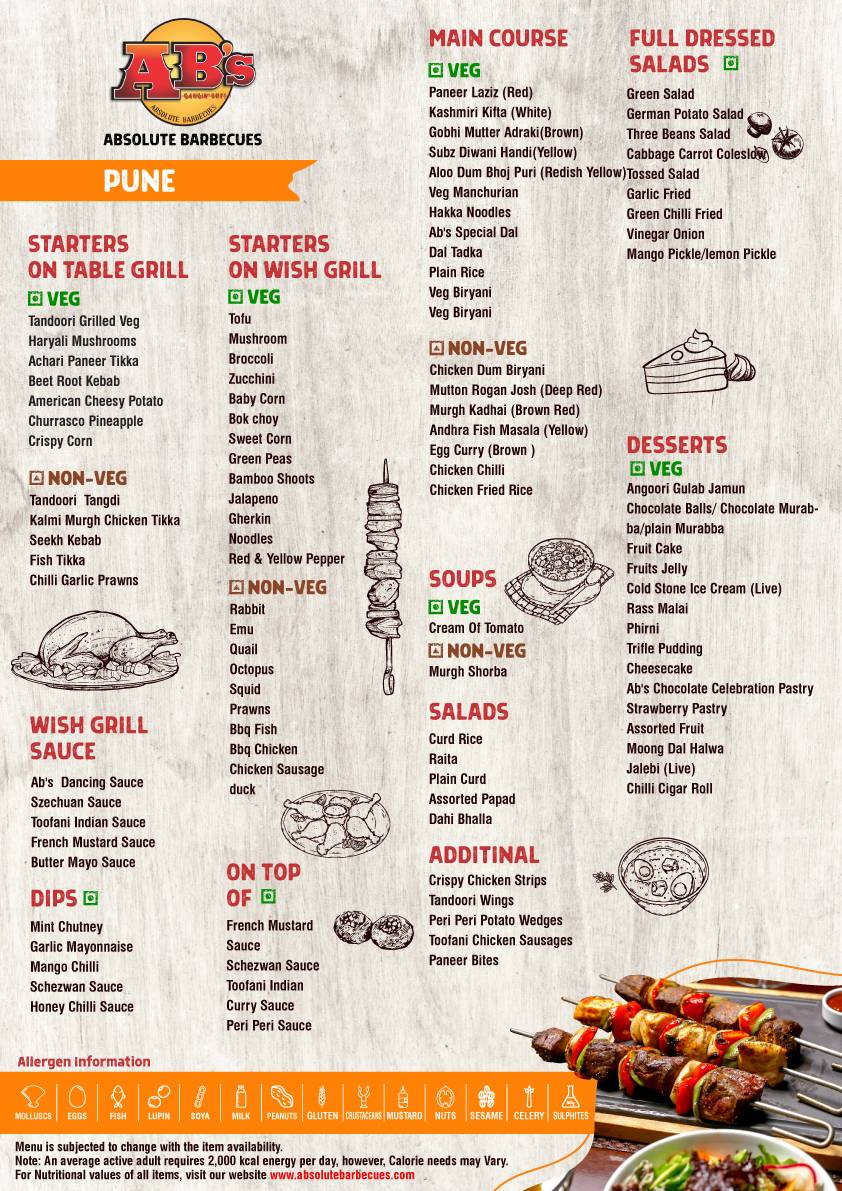 AB's - Absolute Barbecues Kalyani Nagar, Pune menu