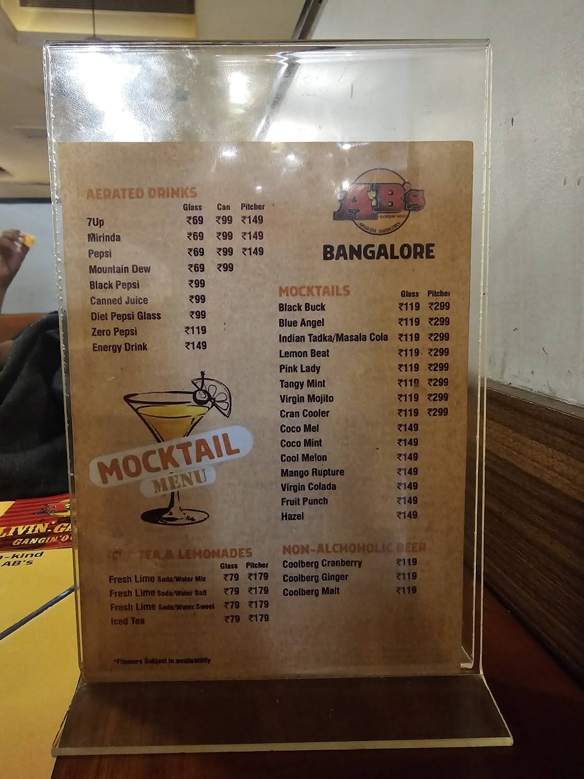 AB's - Absolute Barbecues Sarjapur, Bangalore menu