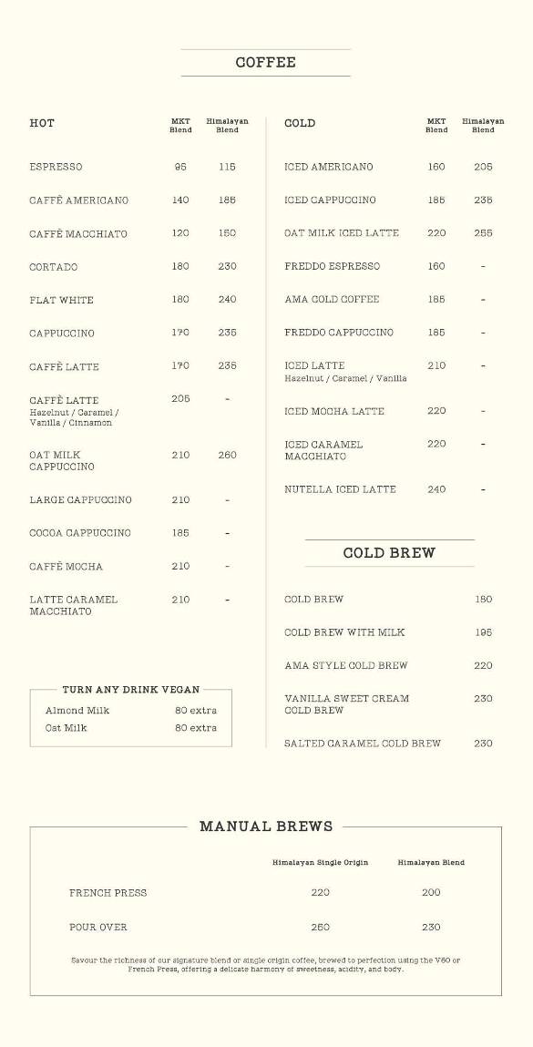 AMA Cafe Rajpur Road menu