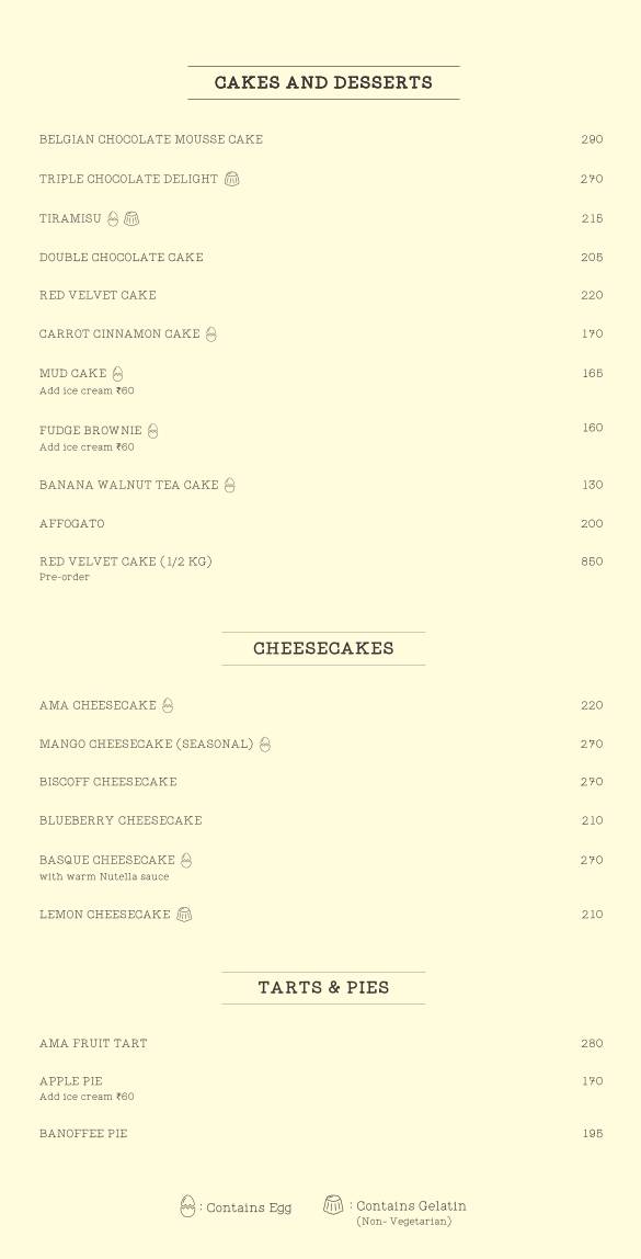 AMA Cafe Rajpur Road menu