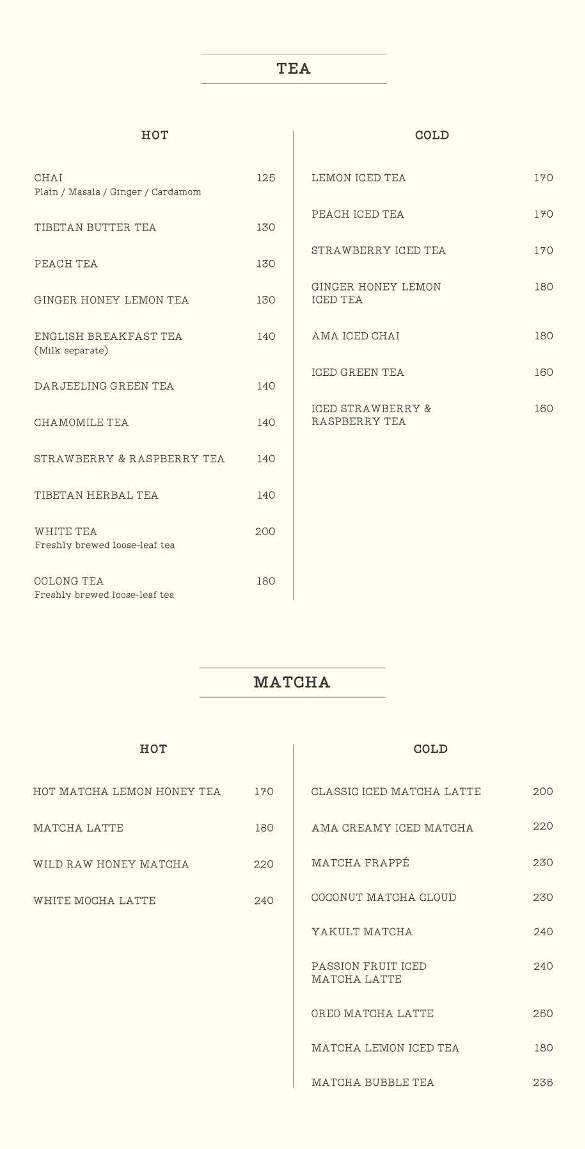 AMA Cafe Rajpur Road menu