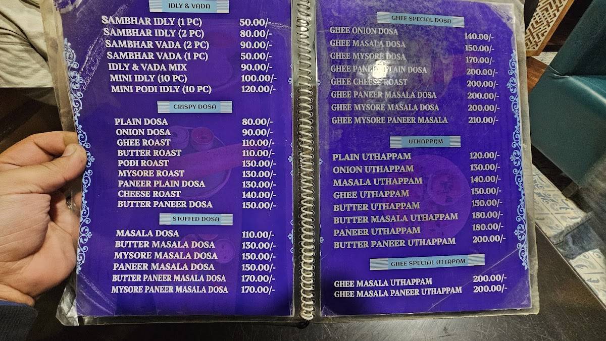 ANNA South Indian Tamil Nadu Dosa menu