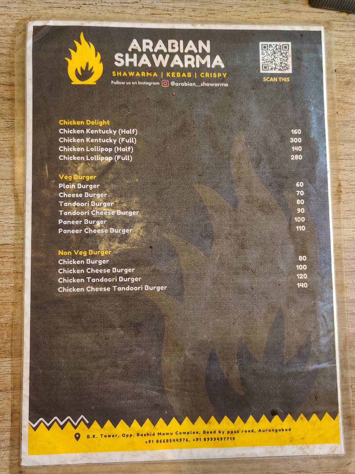 ARABIAN SHAWARMA menu