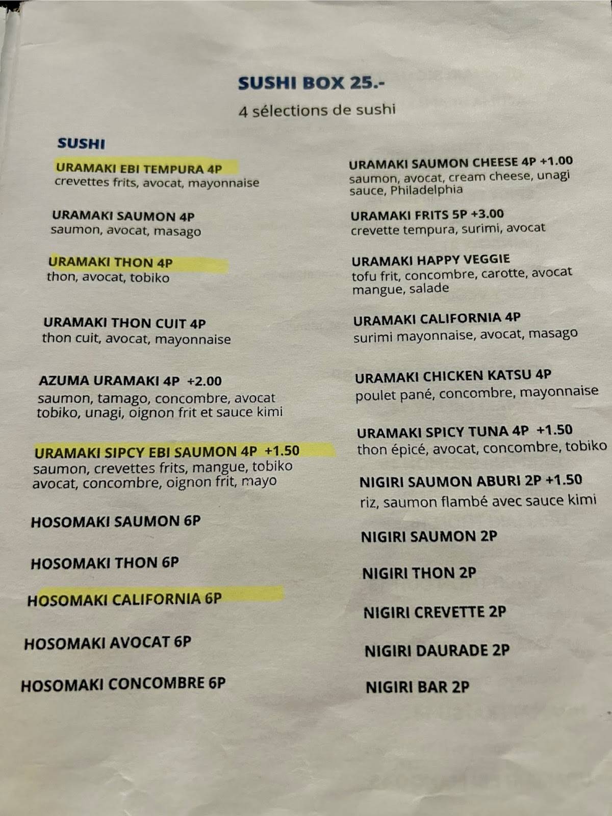 Menu di AZUMA 