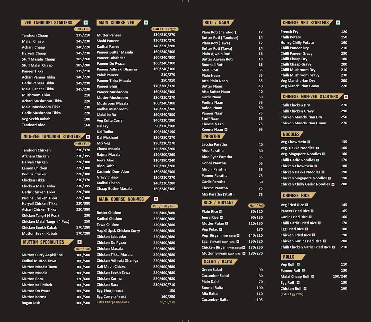 Aapkii Rasoee menu