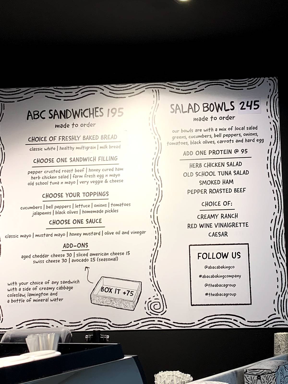 Menu at Abaca Baking Company Ayala cafe, Cebu City, The Terraces