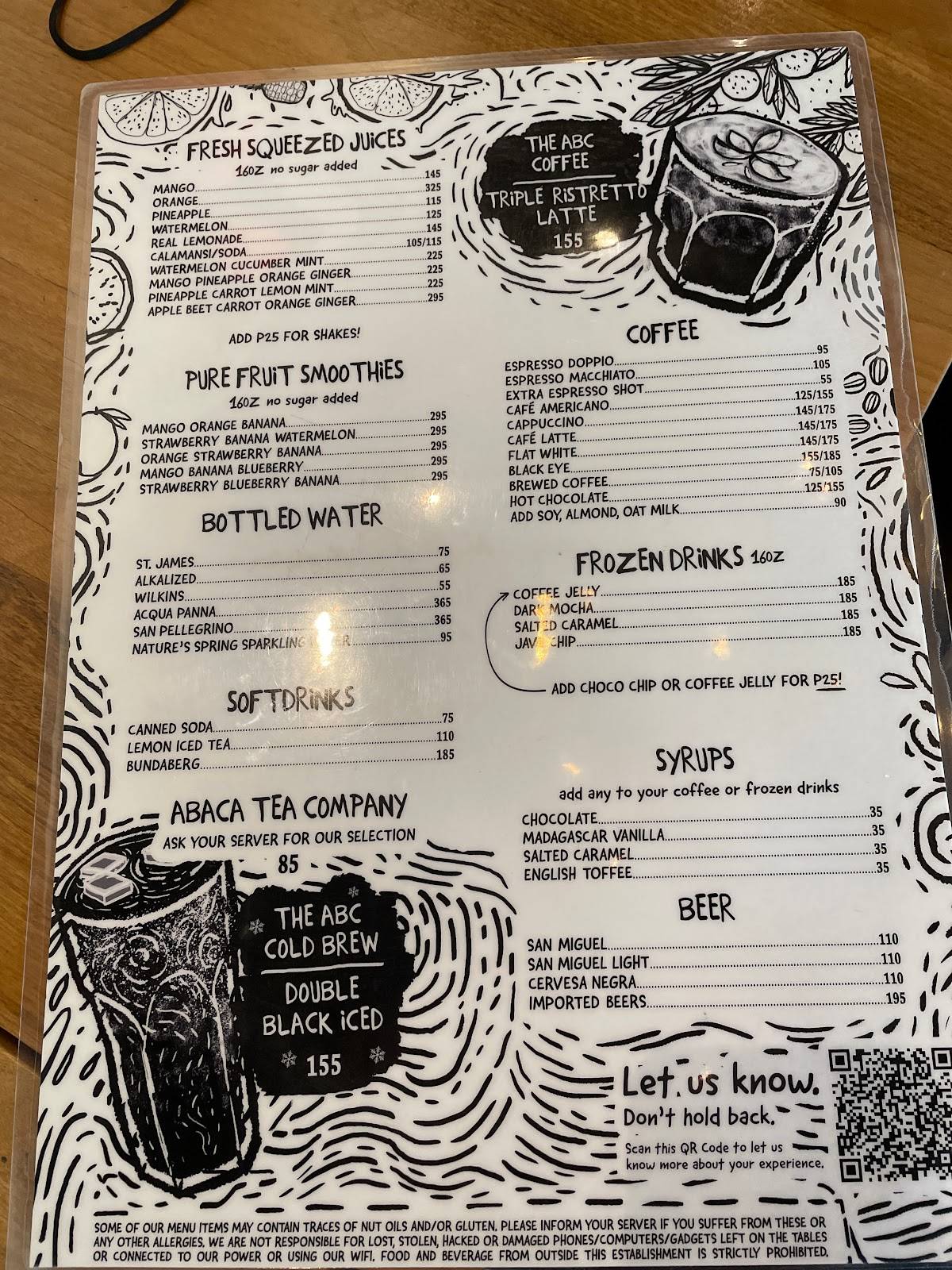 Menu at Abaca Baking Company Ayala cafe, Cebu City, The Terraces