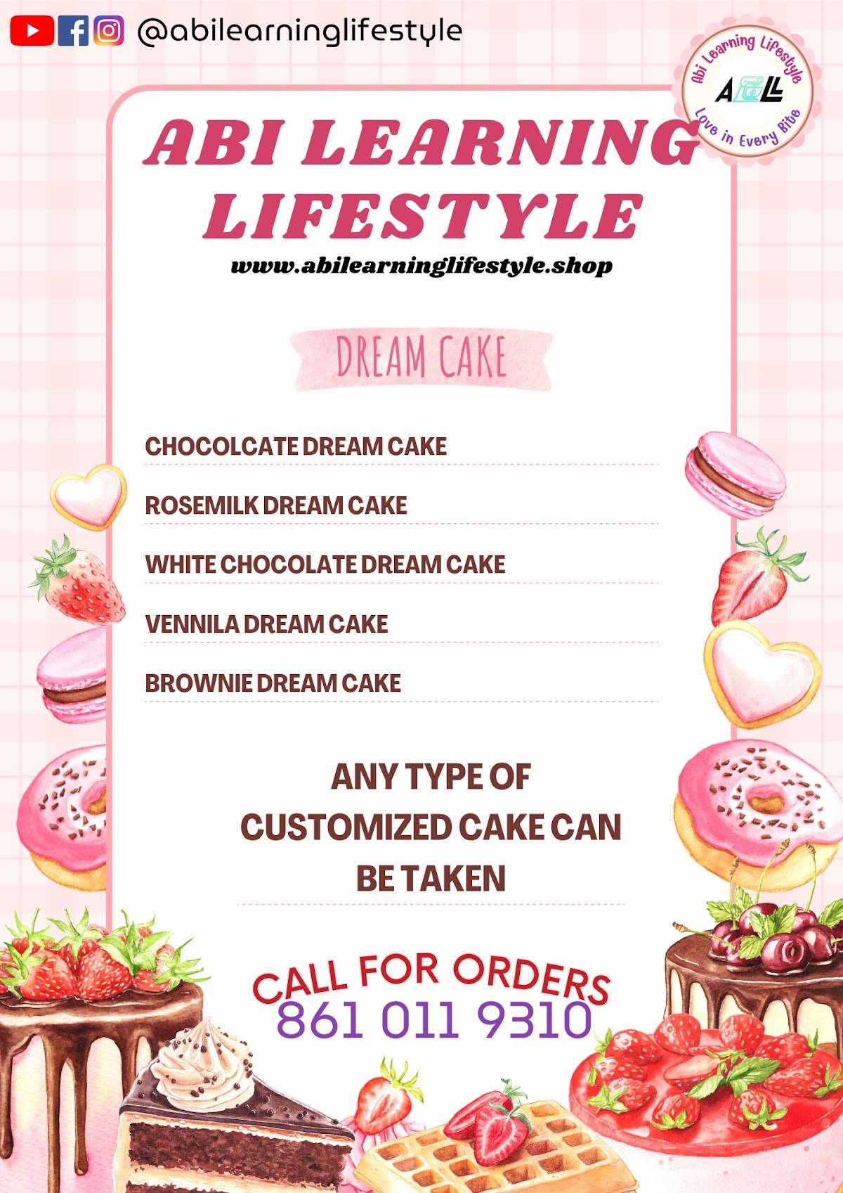 Abi Learning Lifestyle (Home Baker) menu