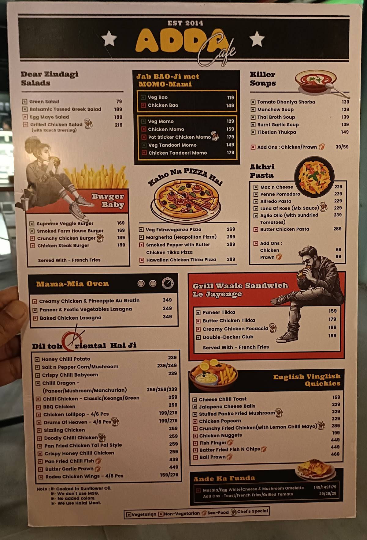 Adda Cafe menu