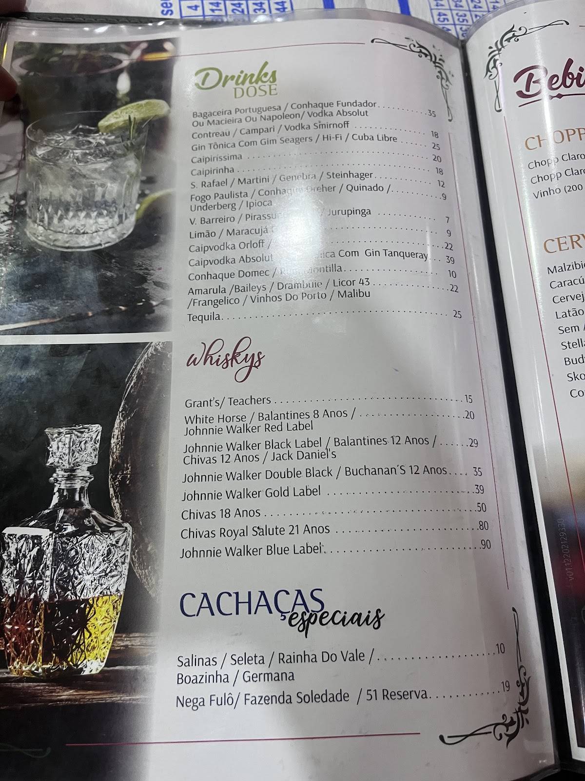 Adega Duas Nações cardápio