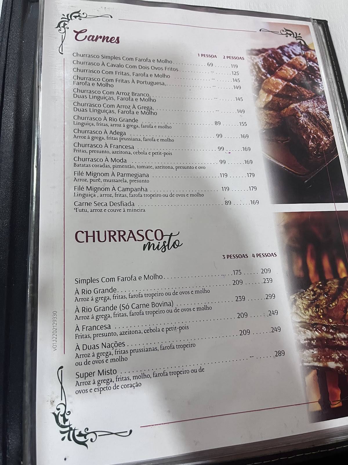 Adega Duas Nações cardápio