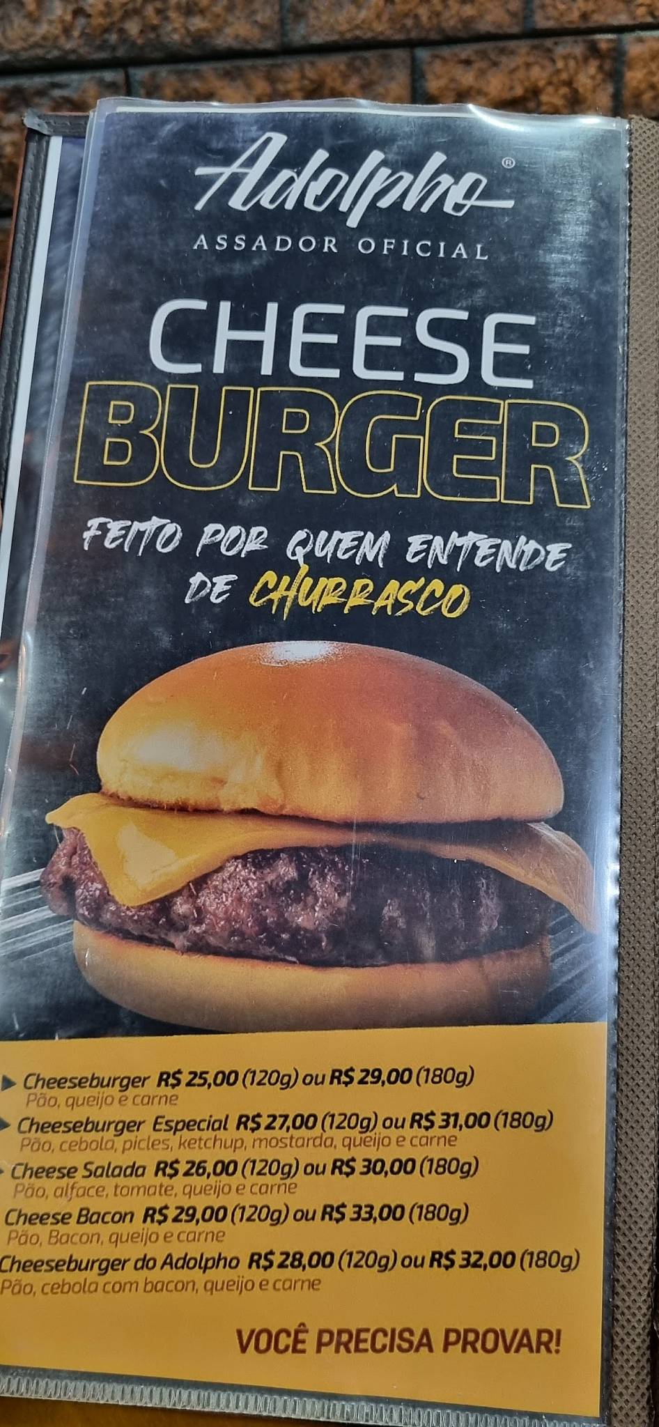 Adolpho - Assador Oficial cardápio