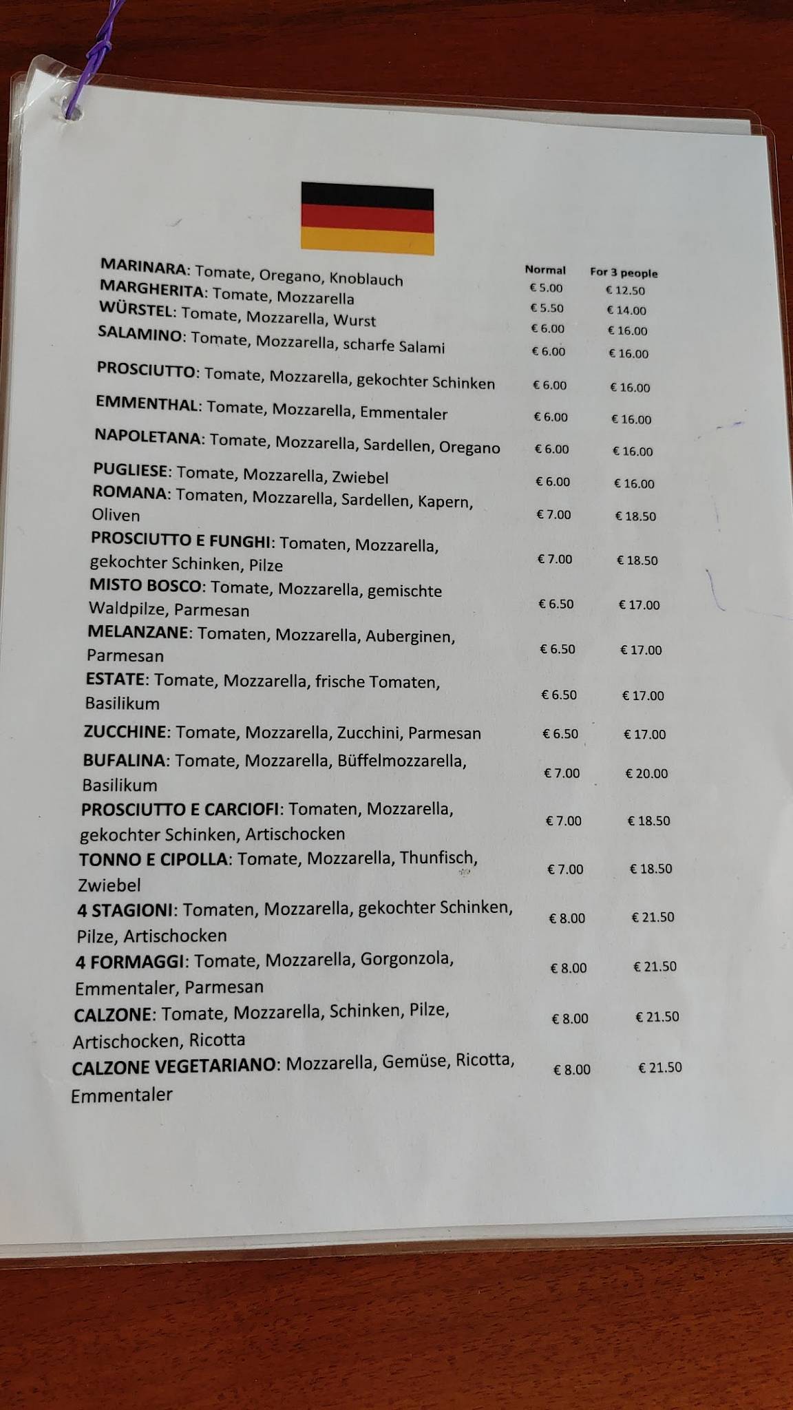 Menu di Le Pizze di Pizzo di Orlando Pizzolato 