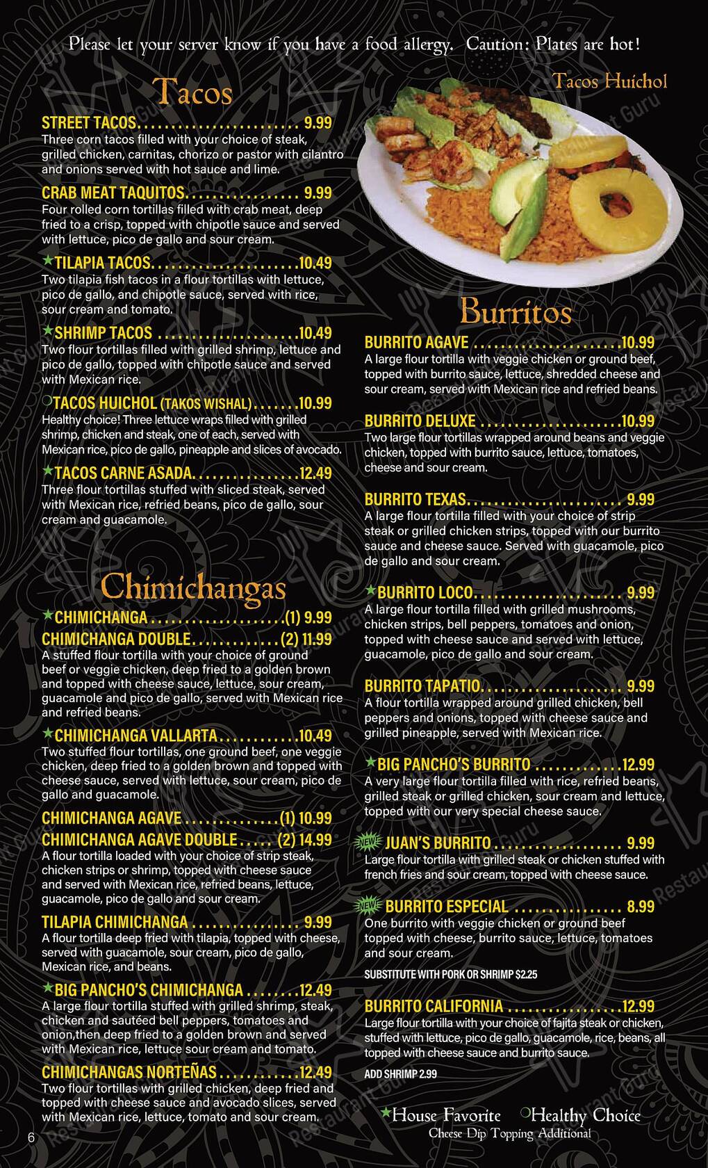 Menu at Agaves Mexican Grill restaurant, Henderson