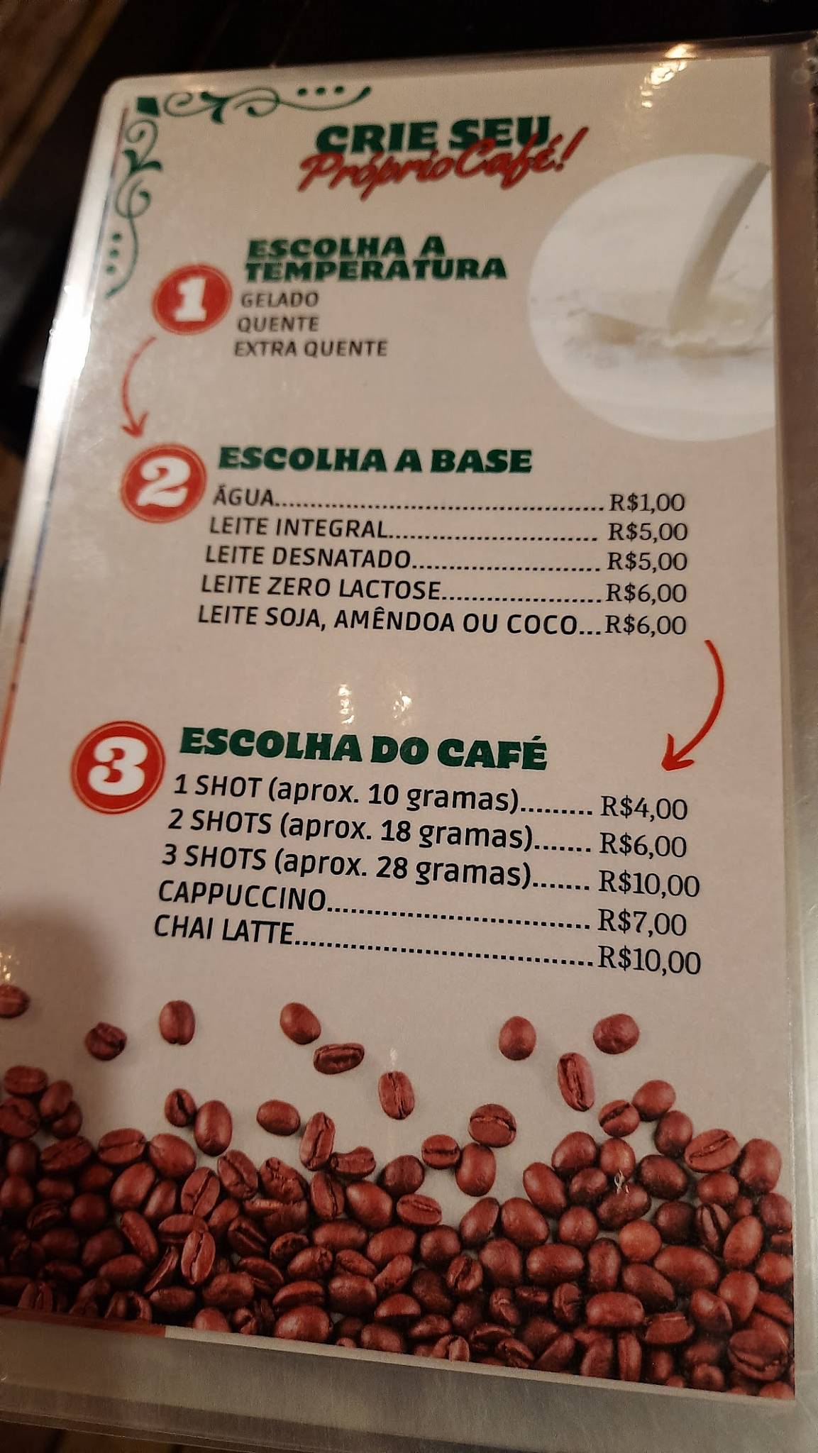Aguabar e Café cardápio