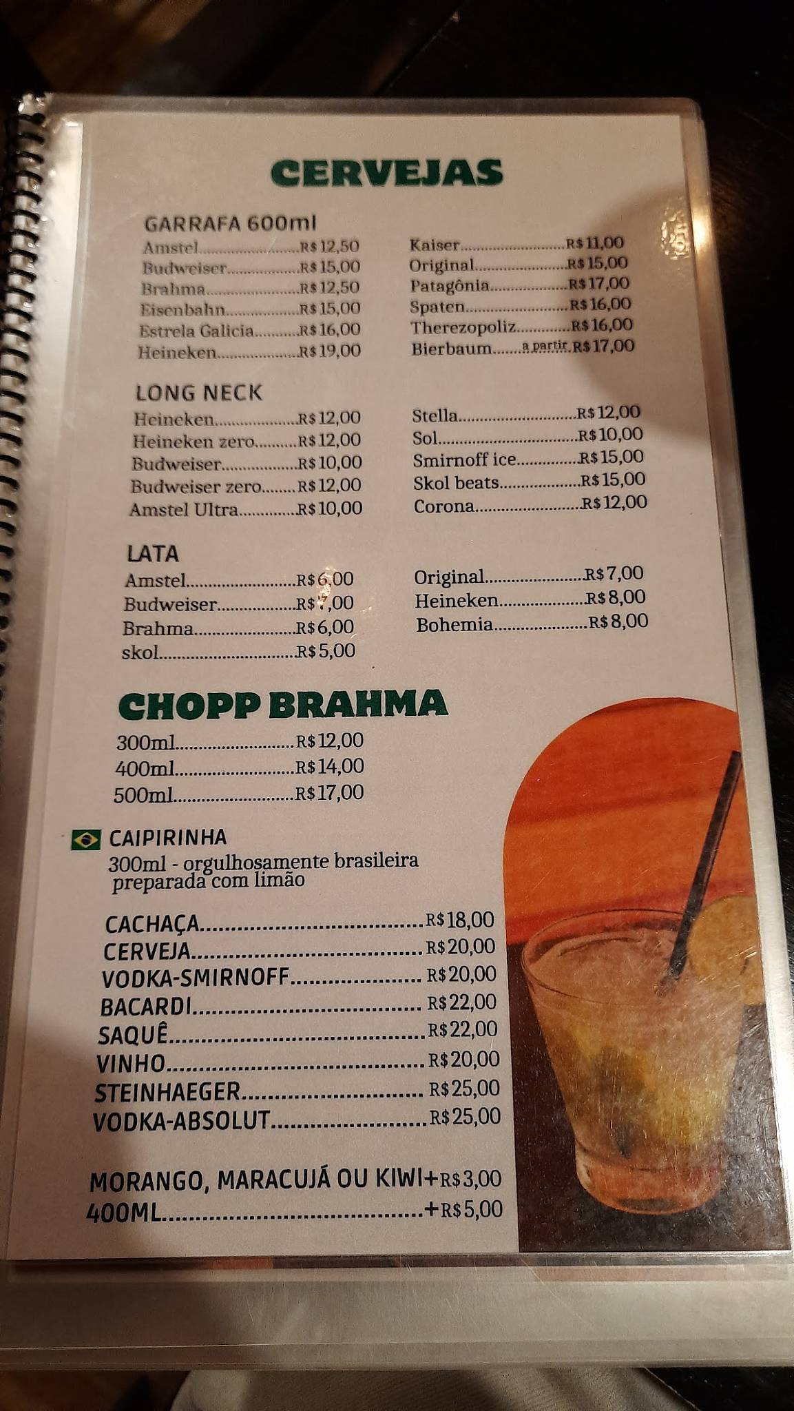 Aguabar e Café cardápio