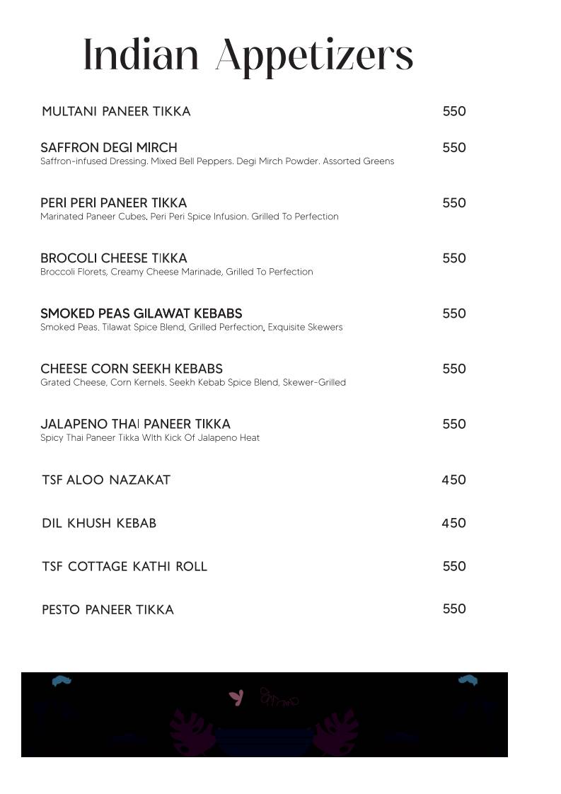 The Starry Foliage menu