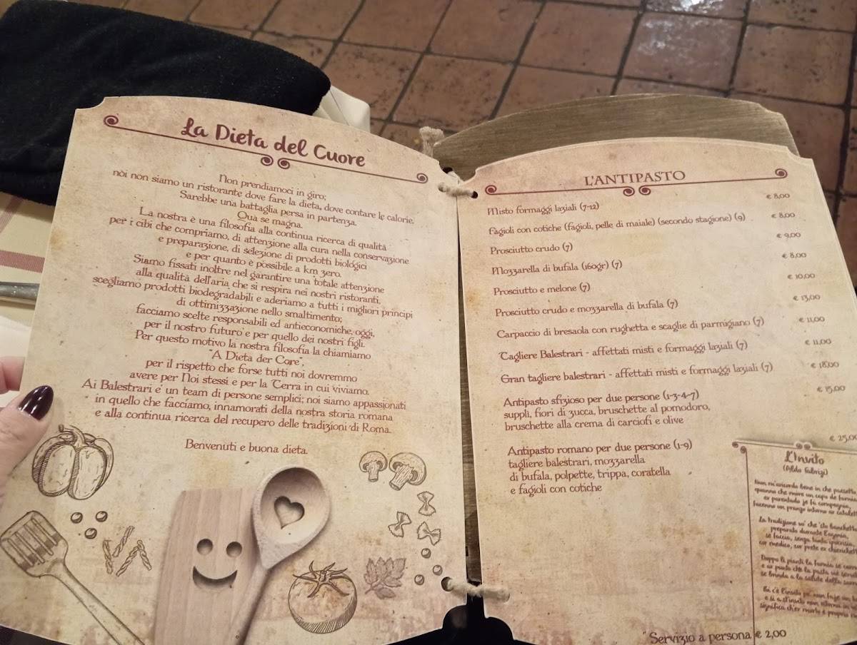 Menu de Ai Balestrari In Prati