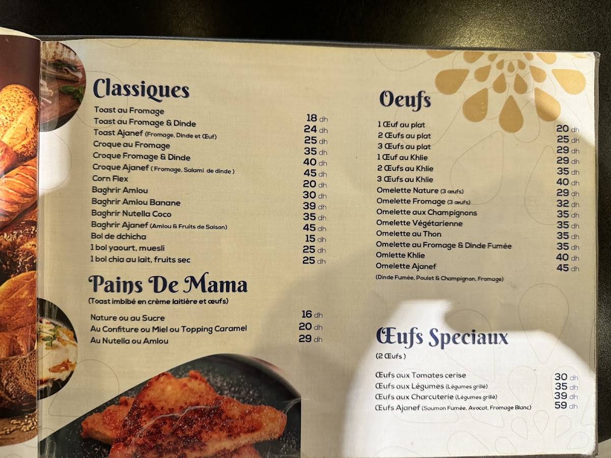 Menu de Ajanef Martil