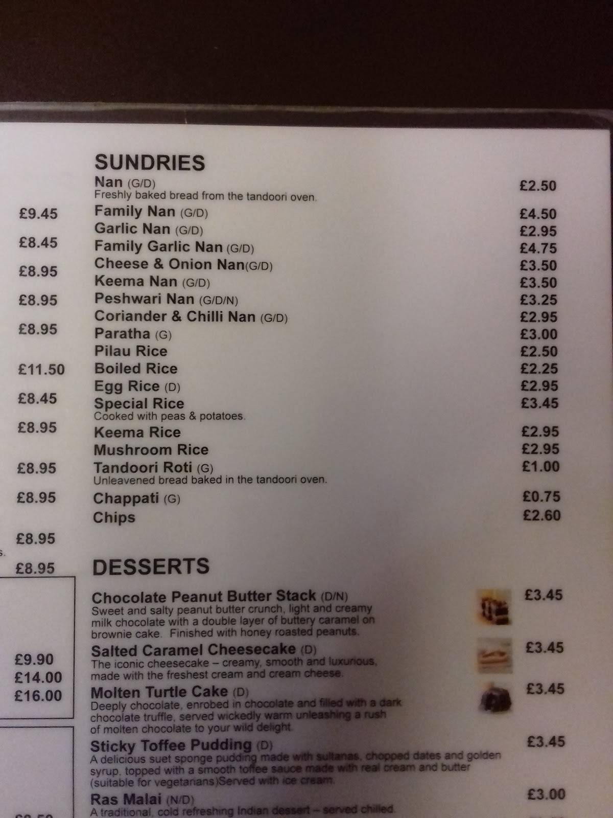 Menu at Akbar's Restaurant, Middlesbrough