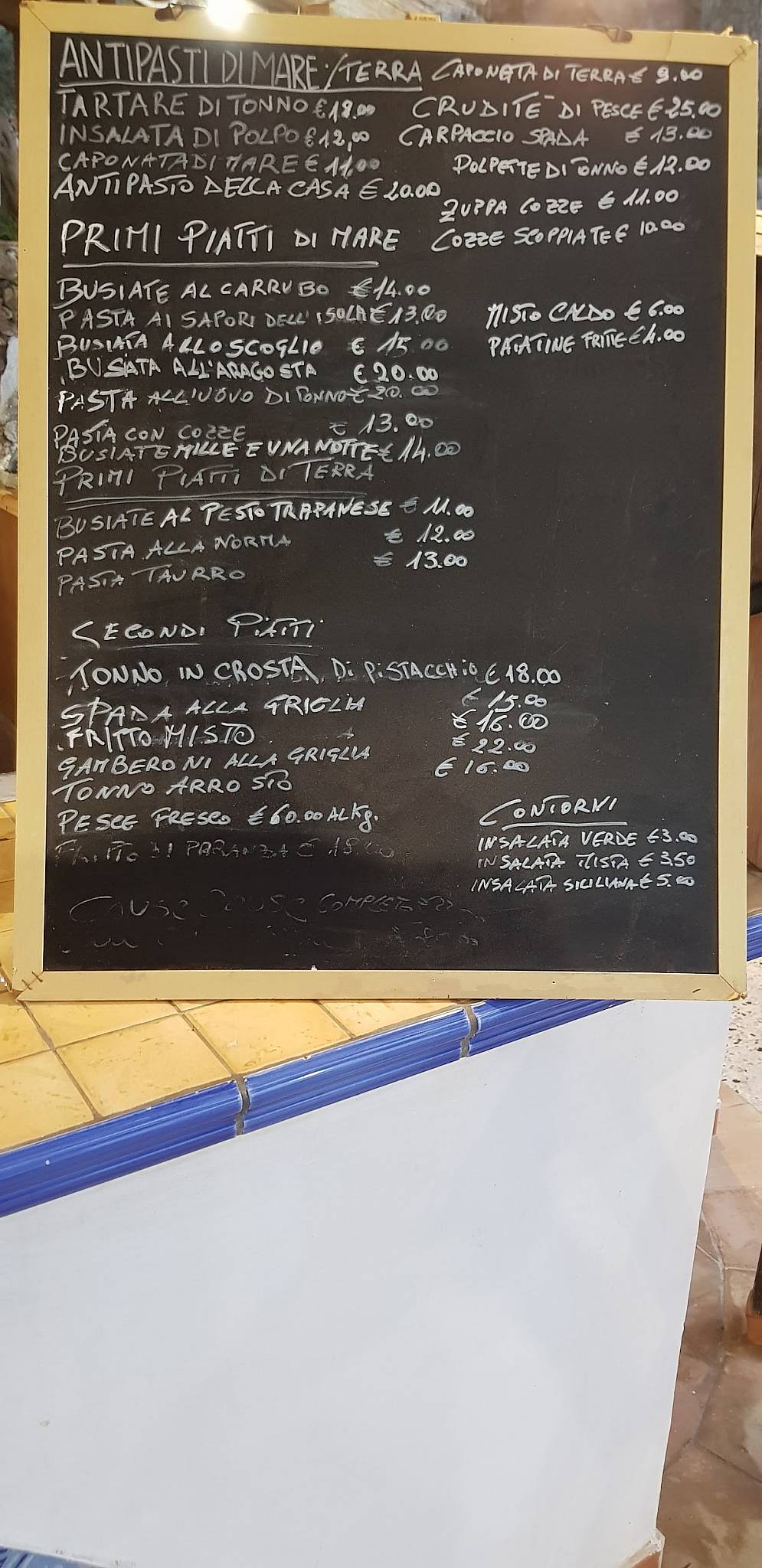 Menu di Al Carrubo 