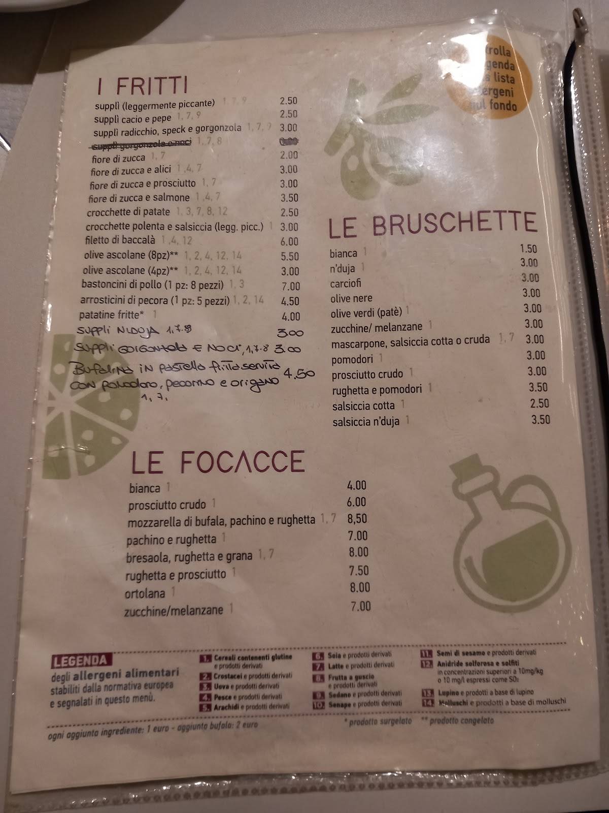 Menu di Al Casale 