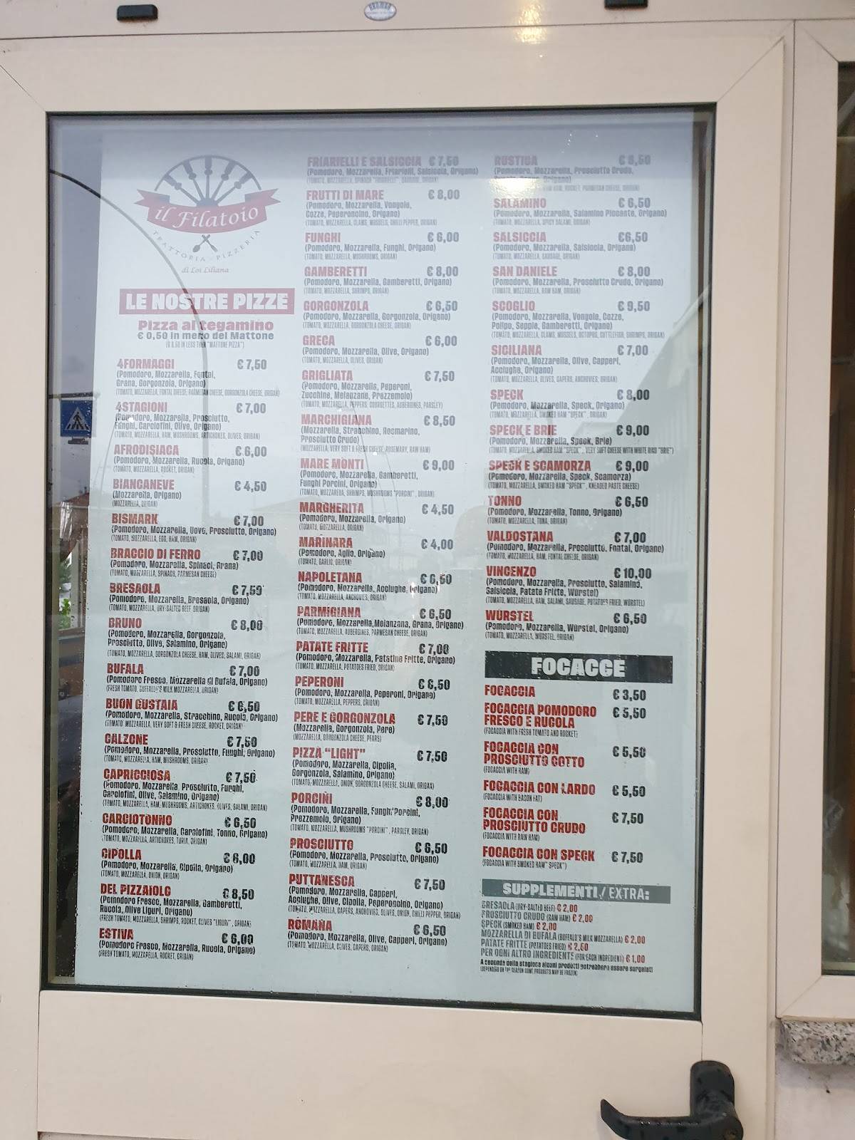 Menu di Al Filatoio 