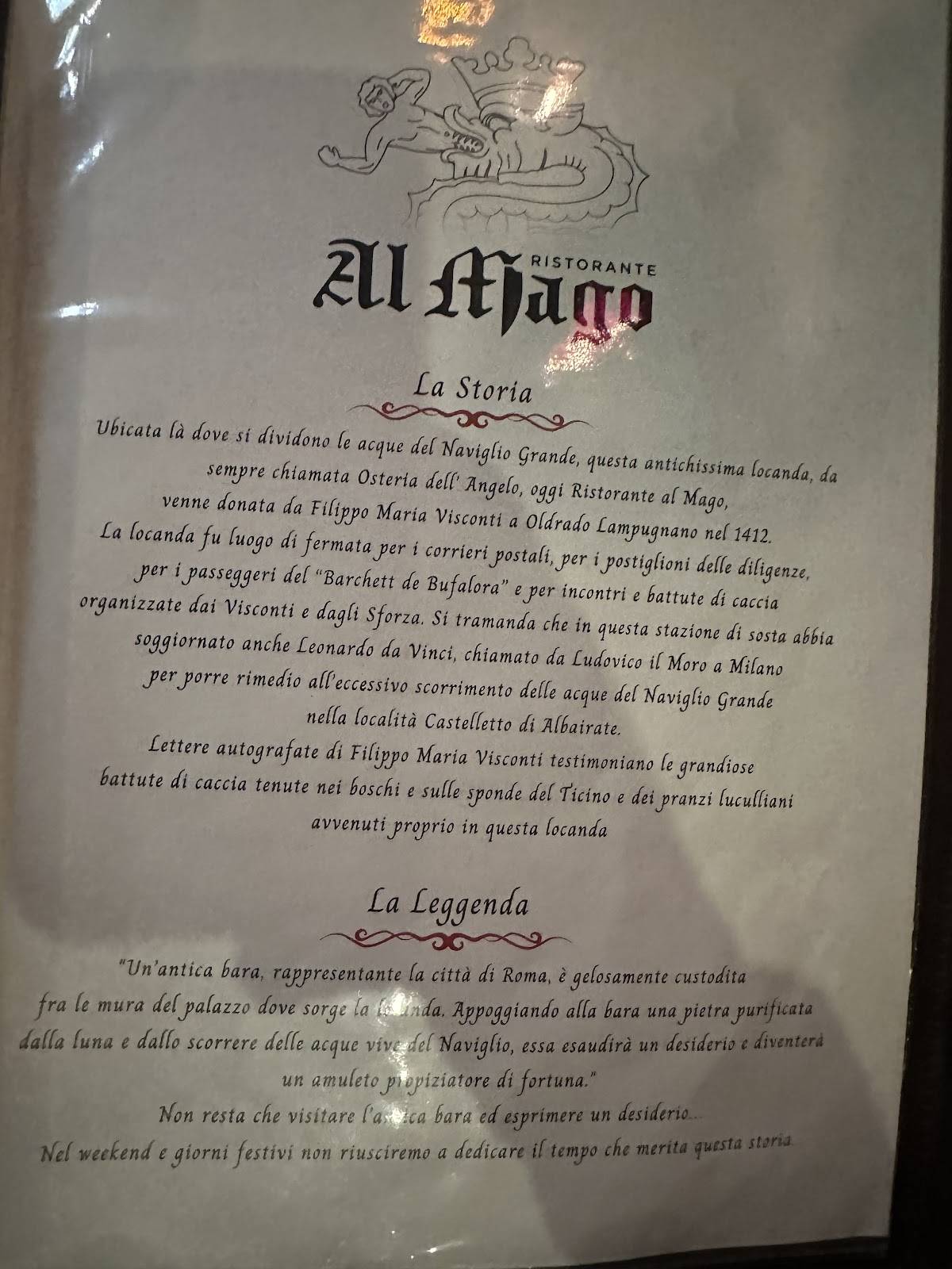 Menu di Ristorante al Mago 