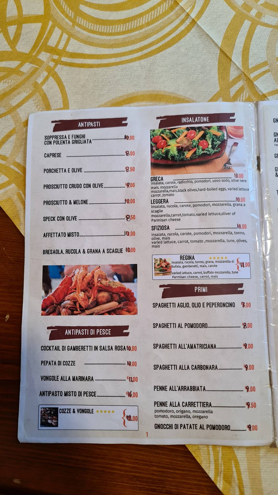Menu di Al Ponte 