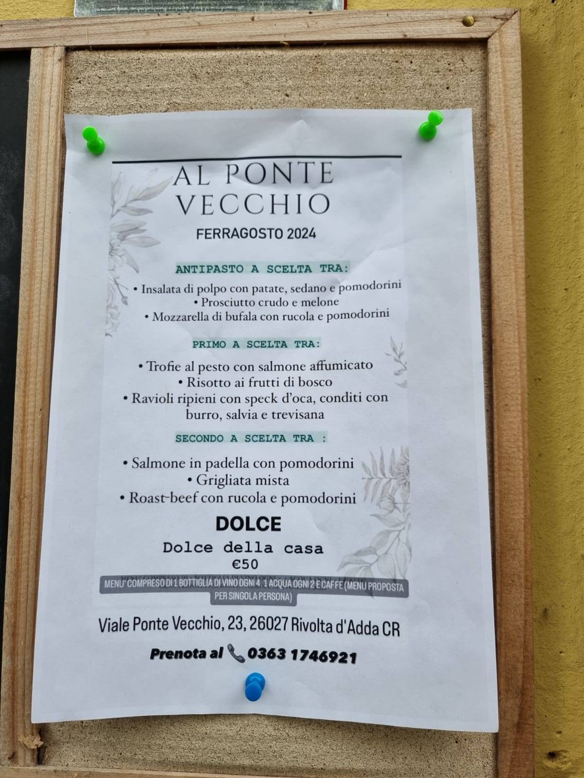 Menu di Al Ponte Vecchio 