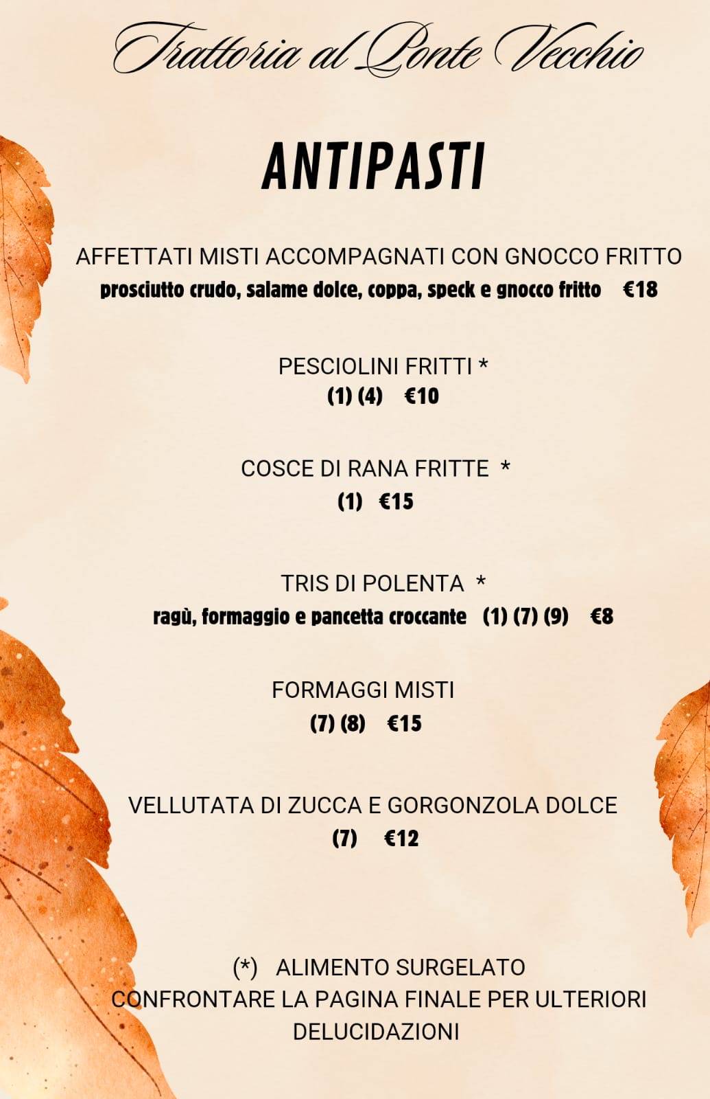 Menu di Al Ponte Vecchio 
