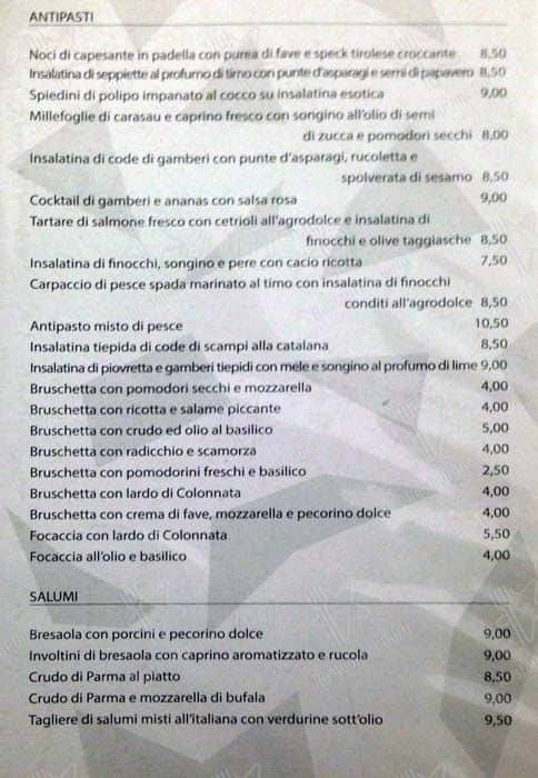 Menu de Al Basilico Fresco