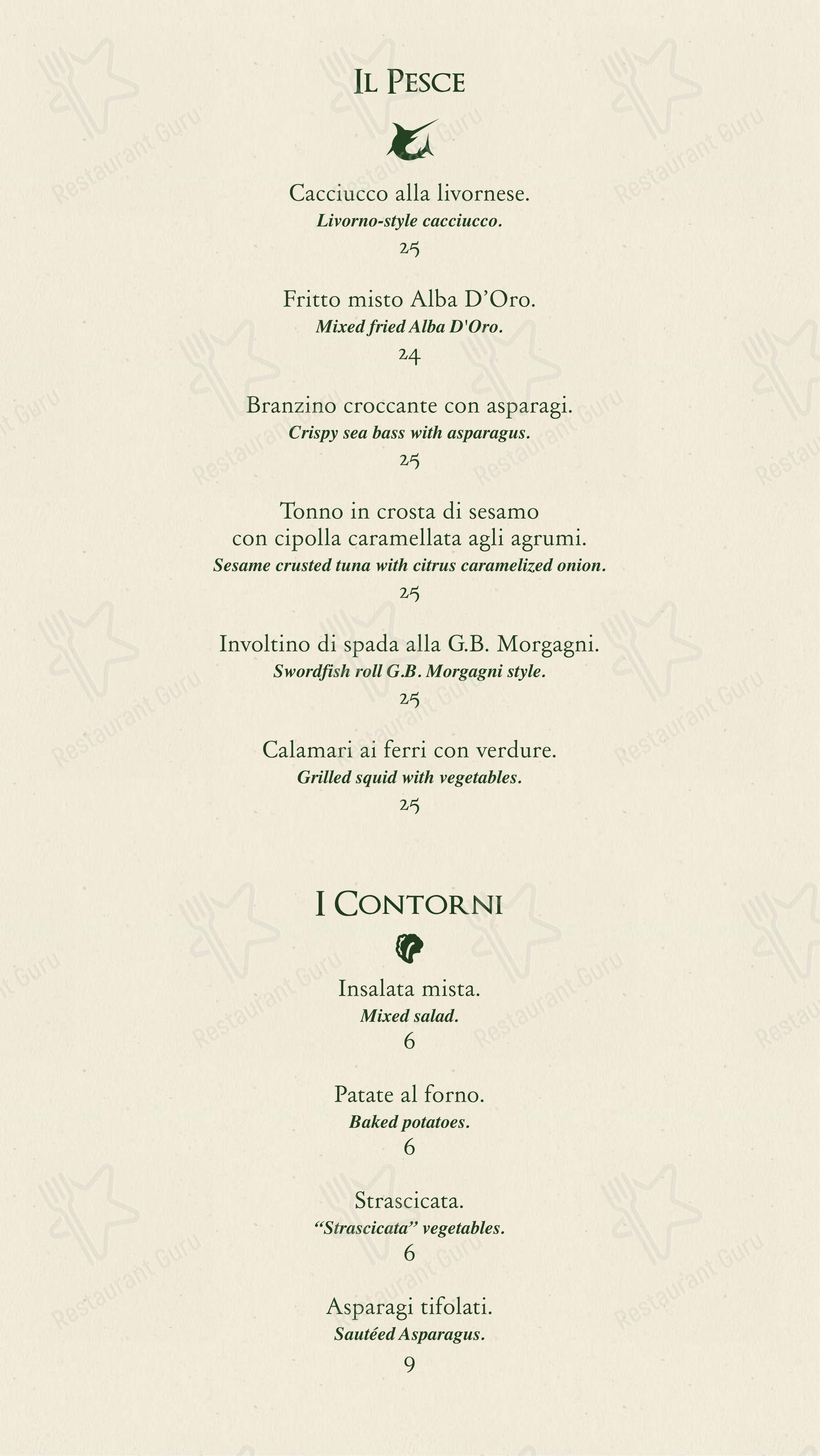 Ristorante Alba D'oro in Milano - Menu bar